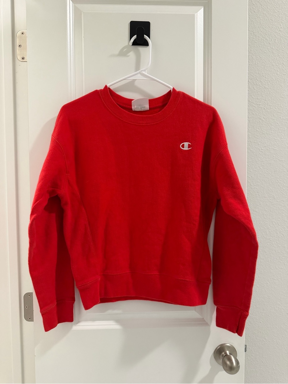 Champion Red Crewneck Sweatshirt with Script Logo